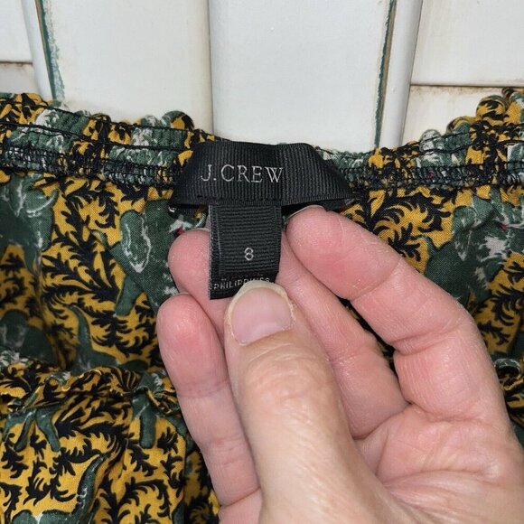 J.CREW Ruffle Off The Shoulder Top in Ratti Elephant Print Size 8 Blouse Cotton - Picture 5 of 6